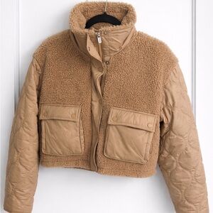 Athleta Beige Sherpa Quilted Jacket Size S